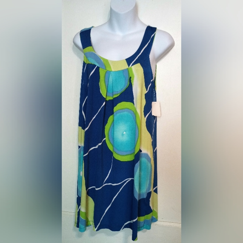 Glam Blue and Green Patterned Dress